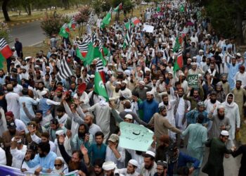 Supporters of a Pakistani religious group demonstrate to condemn derogatory references to Islam and the Prophet Muhammad recently made by Nupur Sharma, a spokesperson of the governing Indian Hindu nationalist party, Friday, June 10, 2022, in Islamaba