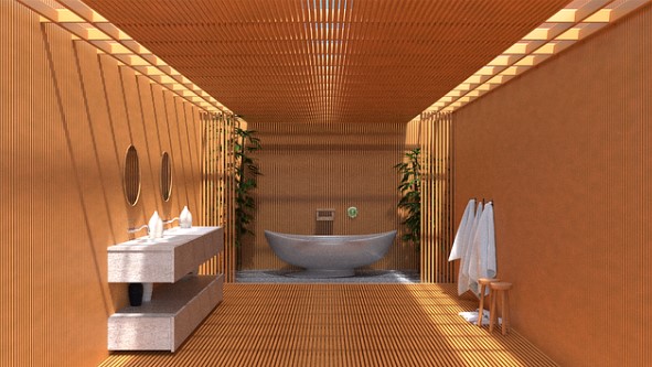 Baño estilo sauna